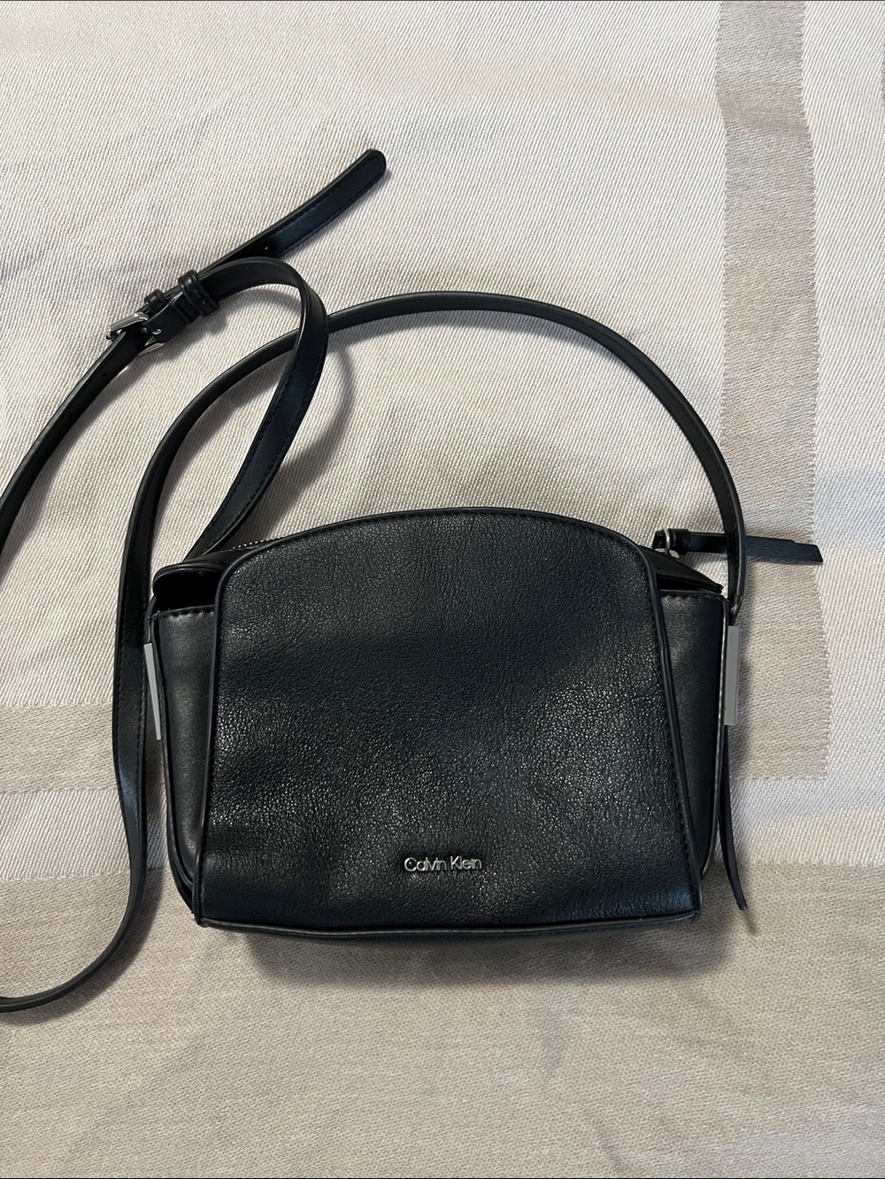 Calvin Klein Black Pebbled Leather Crossbody Bag